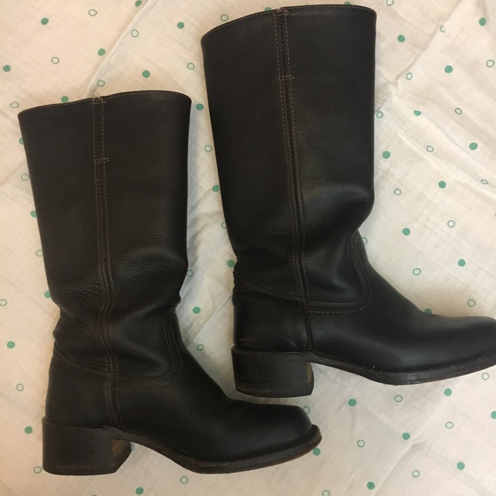 Frye brown square toe campus boots pullon tall 7.5